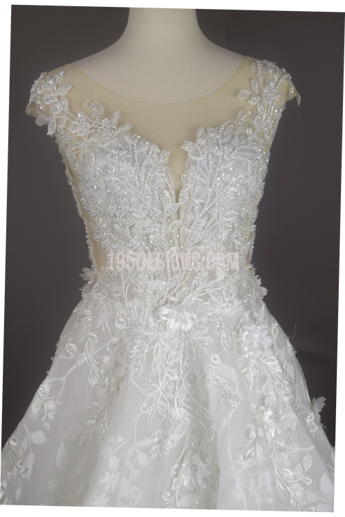 195 Designs White Garden Wedding Dress