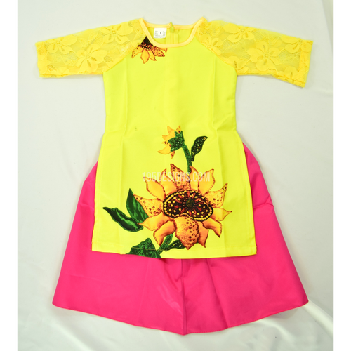 Ao Dai Vàng Tay Ren | Yellow Ao Dai Lace Sunflower Baby Girl