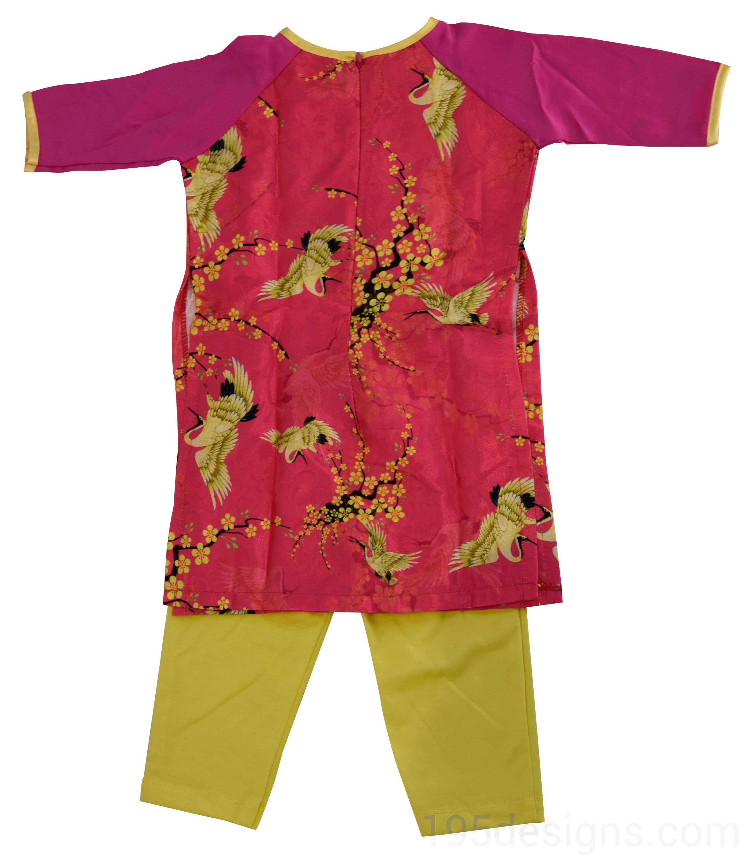 Hot Pink Ao Dai Baby Vietnamese Traditional Long Dress Kid Set - Lunar New Year