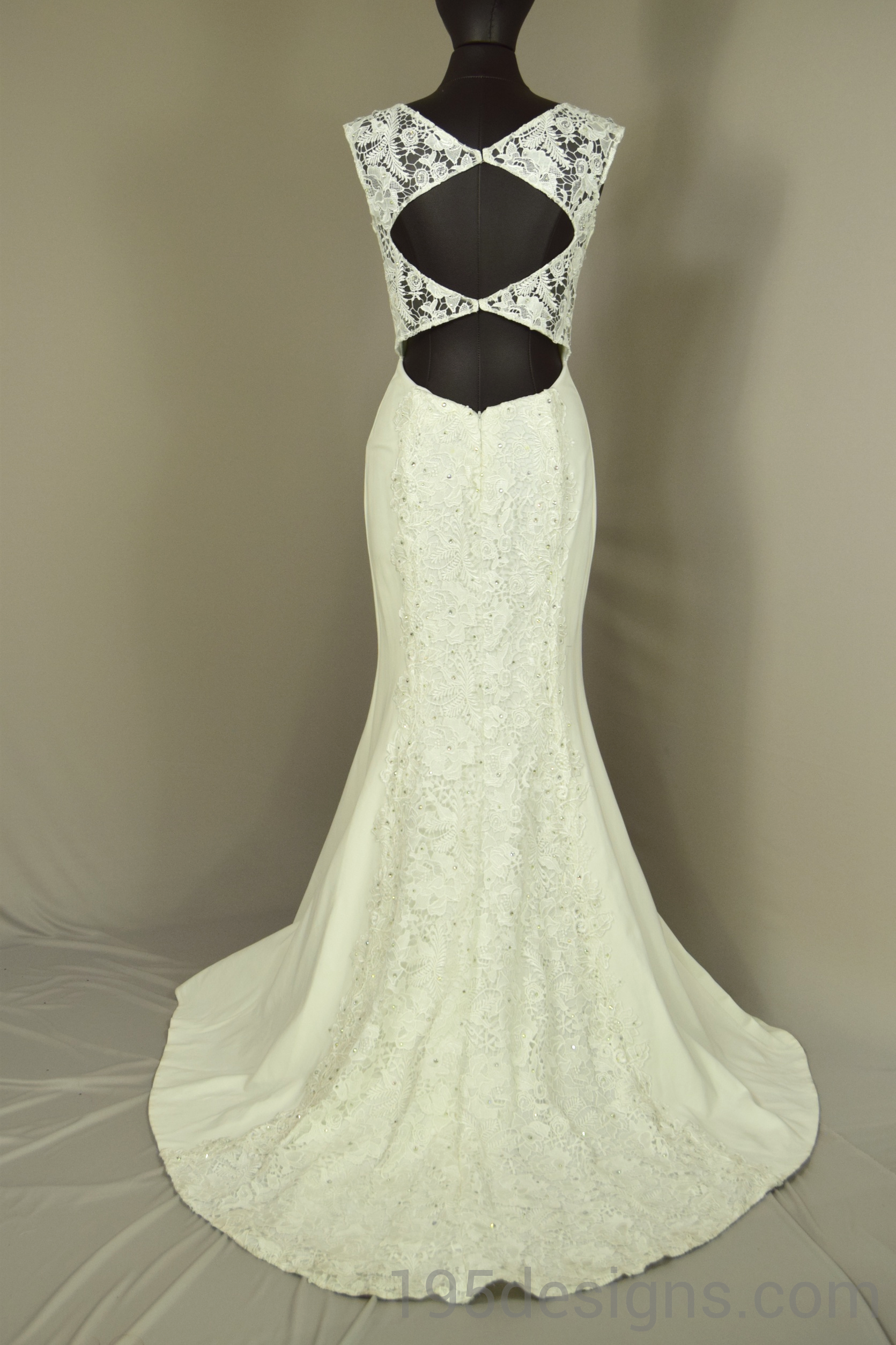 PANOPLY V-NECK LACE EVENING GOWN Wedding Dress
