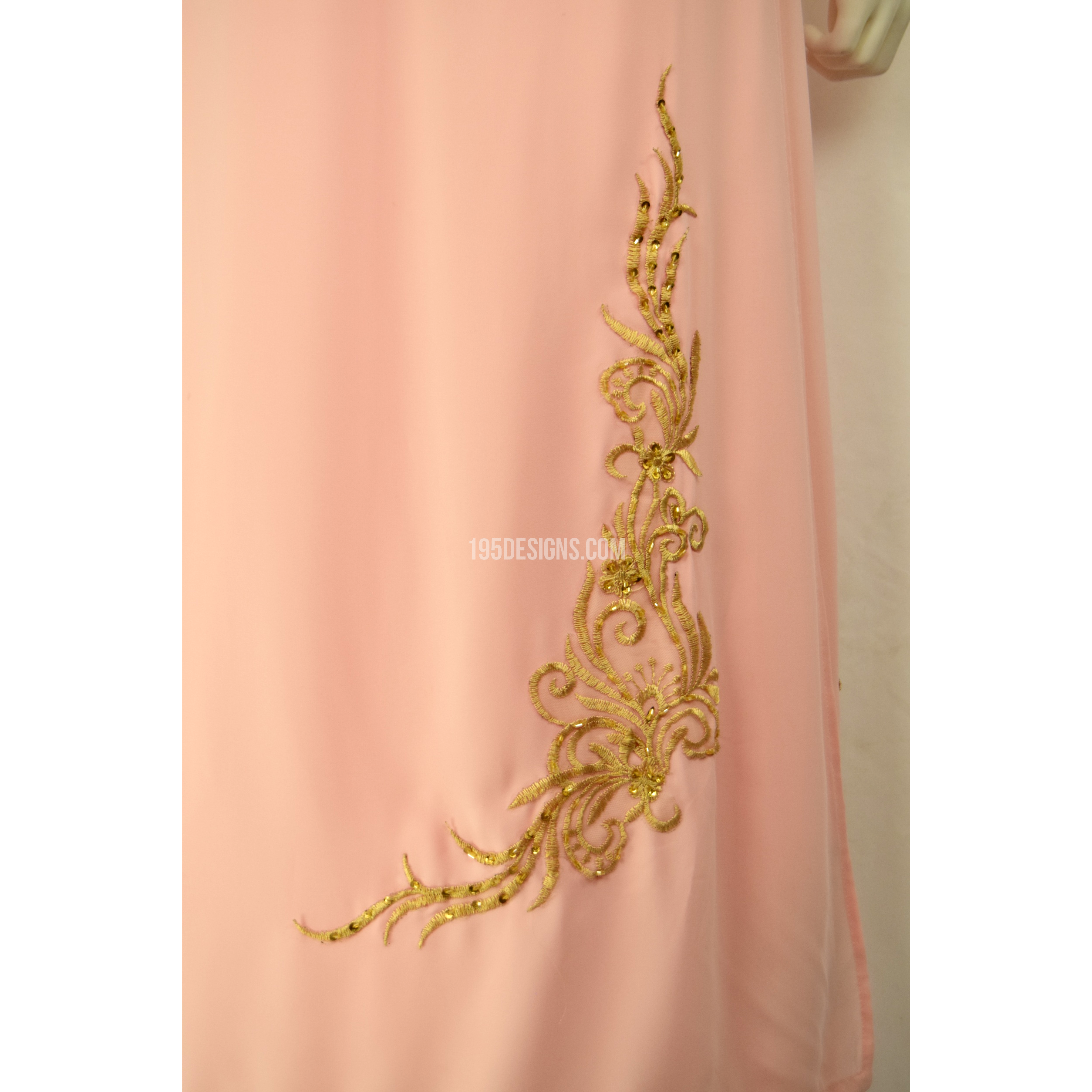 ÁO DÀI Hồng Phấn Vải Tơ Tầm Kết Cườm Vàng | Light Pink AO DAI Gold Pearl