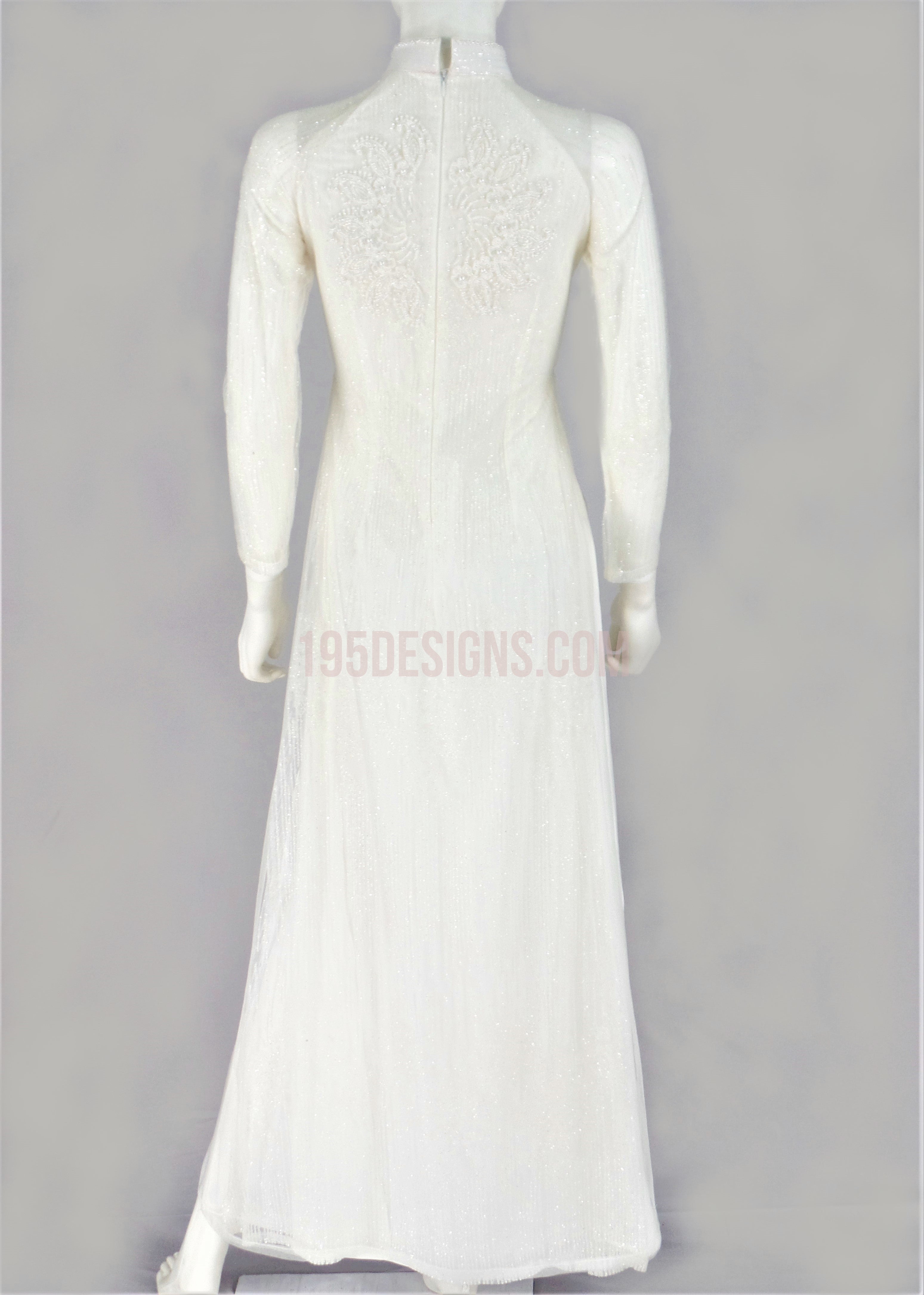 White Ao Dai Crystal Lace Wedding- Ao Dai Kết Hoa 3D Cô Dâu
