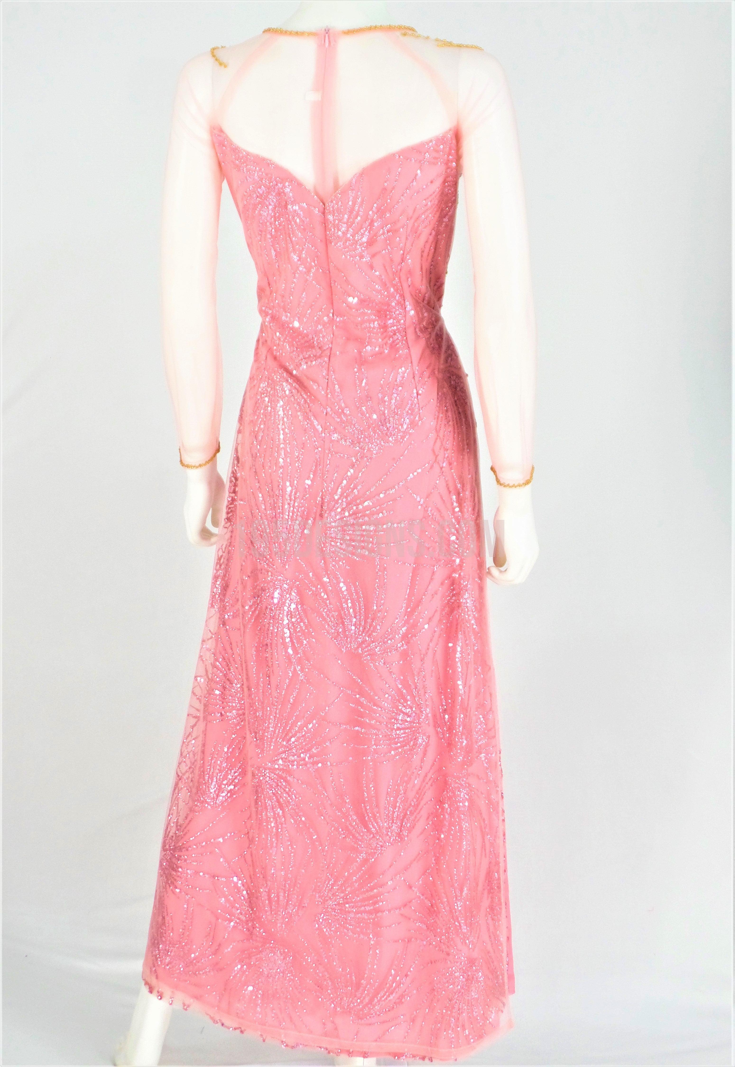 Pink Crystal Vietnamese Long Dress / Áo Dài Hồng Đính Đá Cườm