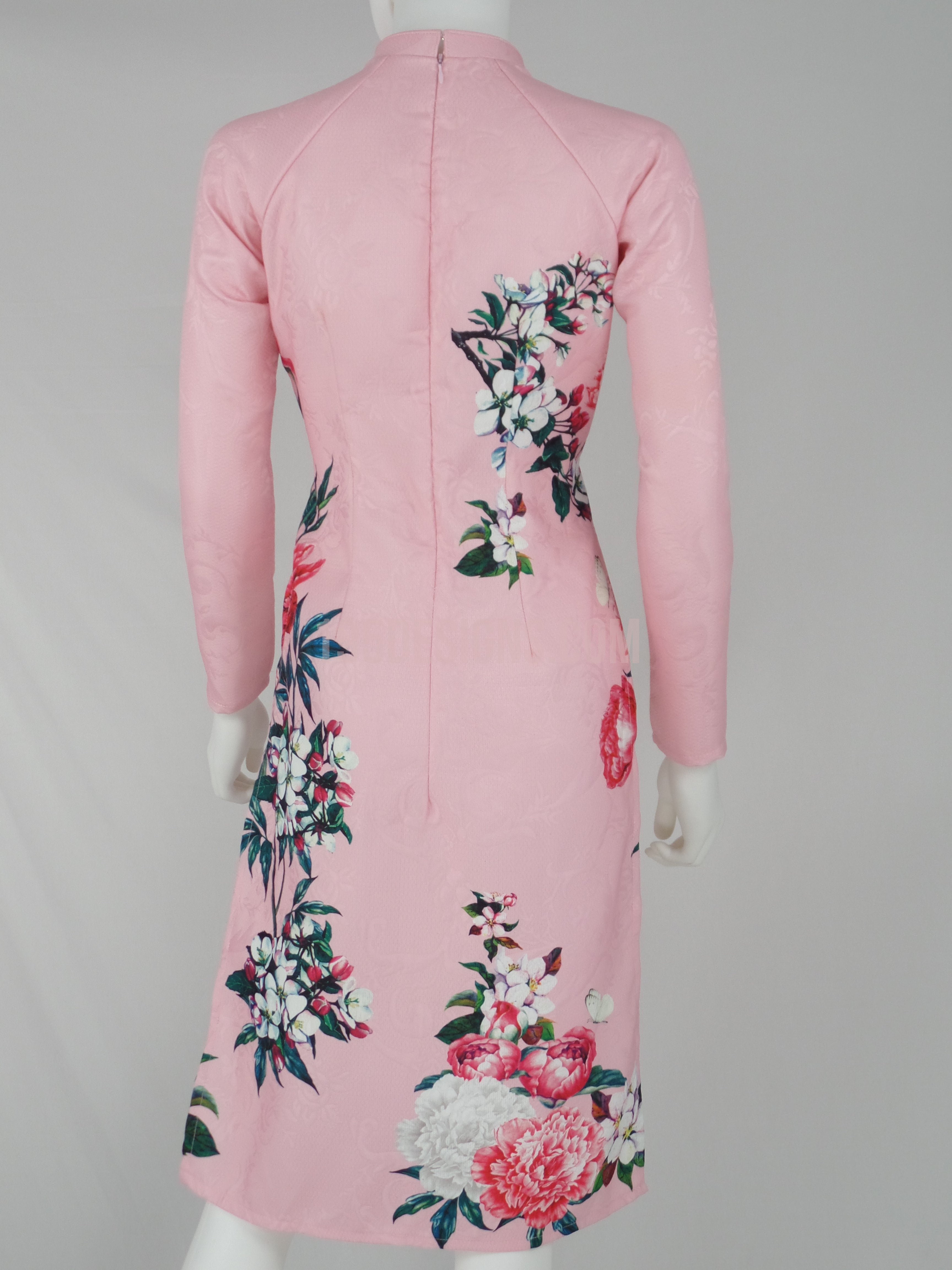 áo dài hoa 3d | Pink Flower Modern Vietnamese Ao Dai