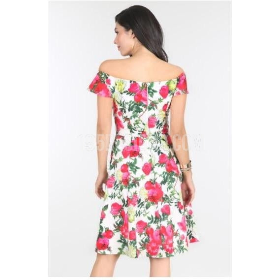 Off Shoulder Floral Print Dress